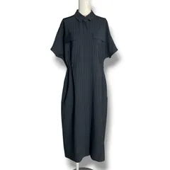 SOEJU ソージュ ロングシャツワンピース ドレス ワンピース 半袖 ストライプ柄 ドローストリング ブラック系 黒系 サイズM レディース 夏 ゴーゴー古着マルイ北千住店 23 No.1981