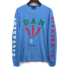 DSQUARED2 長袖カットソー ダメージ加工 プリントTシャツ イタリア製 