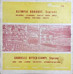 LP Olimpia Boronat / Gabrielle Ri Olympia Boronat, Soprano. Gabrielle Ritter-Ciampi,  ETERNA758 ETERNA /00260