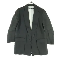 ZARA ザラ リネン 長袖 ボタンレス テーラードジャケット S グレー系 レディース 古着