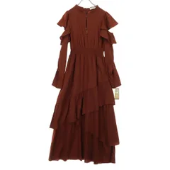 未使用 REDYAZEL レディアゼル 長袖 ロングワンピース F レッド系 バックジップ レディース 古着