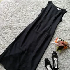 HARDY AMIES　ハーディエイミス　極美品　英国皇室御用達　フォーマルドレス　ワンピース　マキシ丈　ノースリーブ　大きいサイズ　着丈130cm　11AR ブラック　黒　発表会　結婚式　式典　オケージョン