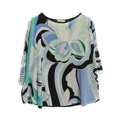 エミリオプッチ Emilio Pucci ブラウス 82KM15 ブラック シルク コットン トップス ブラック マルチカラー 切替 レディース Used Aのサムネイル