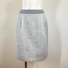 美品 グリーンレーベル ウール ミニスカート 36 S グレー ボア フリース アンゴラ混 ウエストゴム Y2K フェアリーグランジ アーカイブ 36号
