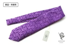 新品 ペンローズ ロンドン penrose london バード柄シルクネクタイ 4 パープルーベース