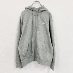 古着 used　NIKE　ナイキ　フルジップスウェットパーカー/フーディー　スウッシュ　灰色　霜降りグレー　Lサイズ