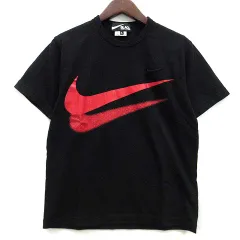 ブラックコムデギャルソン BLACK COMME des GARCONS ナイキ NIKE ダブル スウッシュ Tシャツ カットソー 半袖 ブラック 黒 L 1L-T103 AD2023