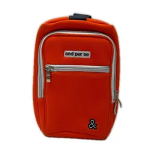 中古 アンパスィ and per se カートバッグ  オレンジ ネオプレーン素材 バックル付き ラウンドバッグ