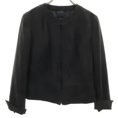 23ku ニジュウサンク フェイクスエード ノーカラー ジャケット 38 ブラック系 レディース 古着