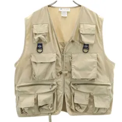 Columbia コロンビア 90s オールド フィッシング ベスト L-XL ベージュ アウトドア メンズ 古着