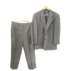 ダーバン DURBAN シングルスーツ セットアップ 2点セット テーラードジャケット 総裏地 スラックス ウール ストライプ 96AB5 グレー /MN2 ■GY22