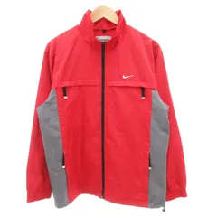 ナイキ NIKE 00s CLIMA-FIT ナイロンジャケット ジップアップ ロゴ刺繍 M 赤 レッド /GV ■GY44
