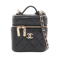 シャネル CHANEL ショルダーバッグ マトラッセ ブラック レザー マトラッセ ミニ チェーンショルダー レディース Used A