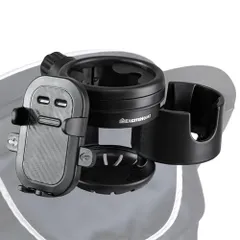 【現役保育士監修】EXCITEHOME ベビーカー ドリンクホルダー(2個) スマホホルダー スマホ 携帯 ホルダー 哺乳瓶 取手付きボトル 水筒 ボトルホルダー 360度回転 角度調整可能 取付簡単 収納 おでかけ 快適 便利 3-IN-1 ee43fcaa