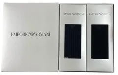 未使用  箱入り ギフトセット エンポリオ アルマーニ 紳士 靴下 ソックス 25-26ｃｍ　2足セット EMPORIO ARMANI 綿混 ワンポイント刺繍 オールシーズン用 Dress リブ メンズ ビジネスソックス　カジュアル