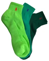 未使用 ポロ ラルフローレン ソックス メンズ 27-29ｃｍ 靴下 3足セット 足底パイル アーチサポート ワンポイント刺繍 スニーカーソックス グリーン 緑 黄緑 ナイガイ 紳士用 POLO RALPH LAUREN ポニー カジュアル 