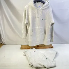 01w-5202 チャンピオン Champion  リバースウィーブ スウェットセットアップ ホワイト 上下サイズ違い トップスM＋パンツS ロゴ刺繍グリーン 青タグ   カンボジア製 メンズ  コットン  C8-W121 / C8-W221 【中古品】