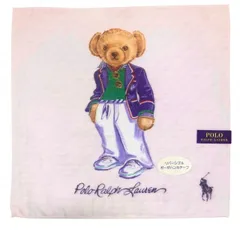 ラスト1枚　ポロ ラルフローレン ハンカチ リバーシブル 　アイボリー　ピンク　ストライプ　ポロベア　ベア　ポニー　くま 綿 ブランド 白 POLO RALPH LAUREN レディース　メンズ 20代 30代 40代 50代 プレゼント ギフト おしゃれ