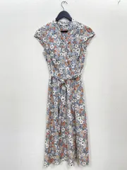 LAURA ASHLEY ローラ アシュレイ 花柄 半袖 ワンピース size9(M)/オレンジ系 ■◆レディース