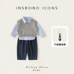 【子供服】男の子春服2026新作ベビーセットアップ学院風礼服童装