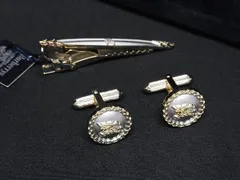 ■美品■ Burberrys バーバリーズ カフリンクス タイクリップ 2点セット ビジネス 紳士 メンズ ゴールド系×シルバー系 DM4799