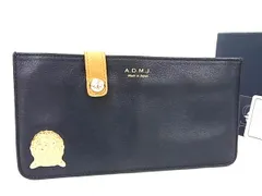 ■美品■ ADMJ エーディーエムジェイ レザー×クロコダイル型押しレザー 長財布 ウォレット 小銭入れ 札入れ ネイビー系 DM5318のサムネイル