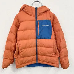 古着 used　mont-bell　モンベル　コロラドパーカ　リバーシブル　ダウン90％　オレンジ　ブルー　140サイズ