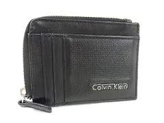 ■美品■ Calvin Klein カルバンクライン レザー コインケース コインパース 小銭入れ メンズ カード入れ ブラック系 DM5975
