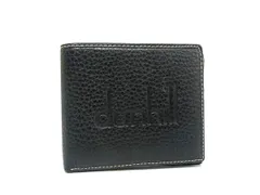 dunhill ダンヒル レザー 二つ折り 財布 ウォレット 札入れ 紳士 ビジネス メンズ ブラック系 DM4858