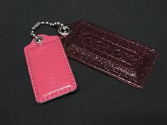 ■美品■ COACH コーチ レザー キーホルダー キーチャーム バッグチャーム レディース ピンク系×クリアピンク系 DM6022