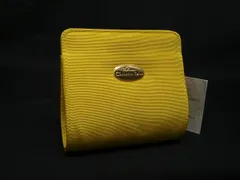 ■美品■ ChristianDior クリスチャンディオール キャンバス ミラー付き メイクポーチ 化粧ポーチ マルチポーチ イエロー系 DM6134