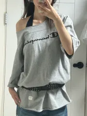チャンピオン 片方オフショルダー ロングTシャツ ONE PIECE