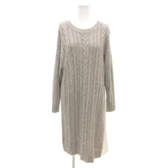 シューラルー SHOO・LA・RUE ニットワンピース L ロング グレー ケーブルニット 切り替え ラウンドネック 長袖 ECF001 /KR ■ECF001