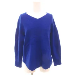 インディヴィ INDIVI セーター ニット カシミヤ混 38 青 ブルー Vネック 長袖 無地 ECF001 /KR ■ECF001