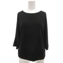 インディヴィ INDIVI 美品 ブラウス 38 黒 ブラック ボートネック 七分袖 プリーツ /NL ■ECG003