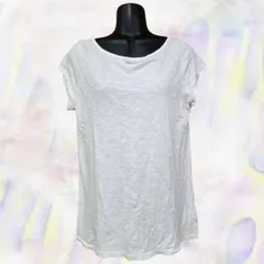 GAP　ギャップ　Tシャツ　ホワイト　レディース　フレンチスリーブ　ラウンドネック　薄手　カットソー　伸縮性あり　Mサイズ　シンプル