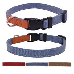 【新品】 WDPAWS 寵物項圈 小型犬項圈 犬貓用項圈 超輕量 牛仔布製 (藍色, XS)