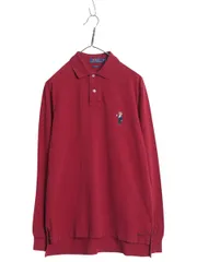 【お得なクーポン配布中!】 ポロベア ポロ ラルフローレン 鹿の子 長袖 ポロシャツ メンズ M 古着 長袖シャツ ワンポイント キャラクター コットン カットソー エンジ