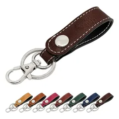 【新品】 [leo&aoi] 本革 キーリング キーホルダー スナップボタン ベルト式 バッグチャーム 本革キーリング 牛革 牛ヌメ革 ヌメ革 レザー 鍵 カギ レディース メンズ ジェントルマン ダークブラウン