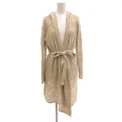 ミッシェルクラン MICHEL KLEIN ラップカーディガン ロング丈 麻 リネン混 38 ベージュ 長袖 フード付き ベルト付き ECF003 /KR ■ECF003