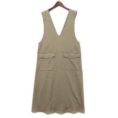 ショコラフィネローブ chocol raffine robe Vネック ジャンパースカート ジャンスカ ワンピース ロング モカ F