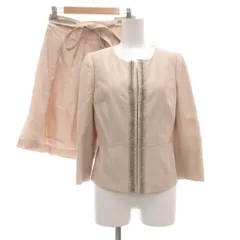 アナイ ANAYI セットアップ ジャケット スカート 38 ベージュ ノーカラー 七分袖 フロント装飾 /ML ■ECG001