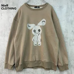 NieR CLOTHING ニーアクロージング うさぎ ぬいぐるみ風 キャラクター ワッペン 刺繍 オーバーサイズ スウェット トレーナー クルーネック 長袖 プルオーバー チュニック スエット トップス ゆったり 体型カバー 地雷 ★ ◆■のサムネイル