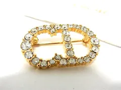 ■新品同様■ ChristianDior クリスチャンディオール ラインストーン ピンブローチ ピンバッチ アクセサリー ゴールド系 AT5906のサムネイル