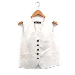 ザラ ZARA ベスト Vネック 前開き シンプル S アイボリー 白 /KT1