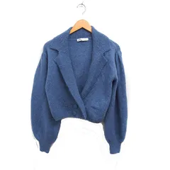ザラ ZARA アルパカ混 カーディガン ダブルボタン 無地 S サックスブルー /FT47