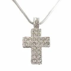 スワロフスキー SWAROVSKI ネックレス ペンダント クロス 十字架 ライトストーン シルバーカラー アクセサリー ■GY99
