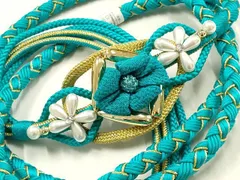 平和屋着物●和装小物　振袖用帯締め　装飾　つまみ細工　パール　ラインストーン　金糸　逸品　未使用　AABF4057ay