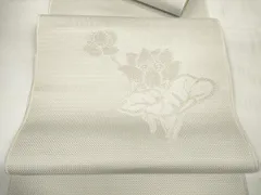 平和屋着物▼中国三大刺繍　相良刺繍　西陣　名古屋帯　帯反物　手織　草花文　証紙付き　逸品　未使用　DABD7037zzz