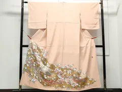 平和屋着物■豪華色留袖　作家物　駒刺繍　枝花文　金彩　正絹　逸品　CABD5413th